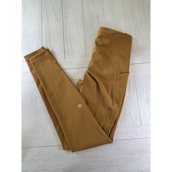 lululemon athletica Pants - Lululemon Swift Speed High-Rise Tight 28"‎ Leggings Size 4 Brown/Gold EUC